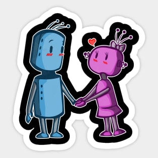 Cute Robot Love Nerd Heart Valentines Day Gift Sticker